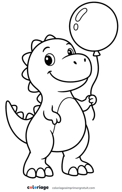 Coloriage t-rex au ballon