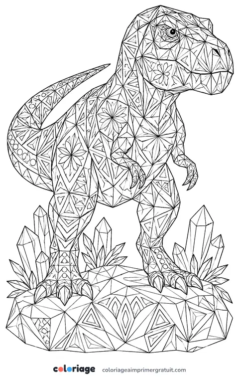 Coloriage t-rex géométrique