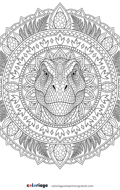 Coloriage t-rex mandala