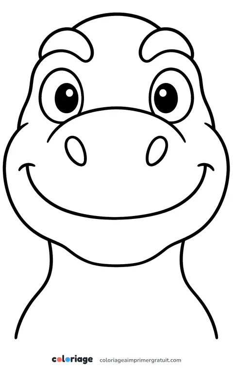 Coloriage tête de T-rex souriante