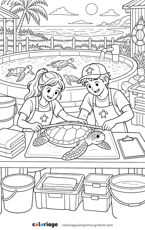 Coloriage centre de soins des tortues
