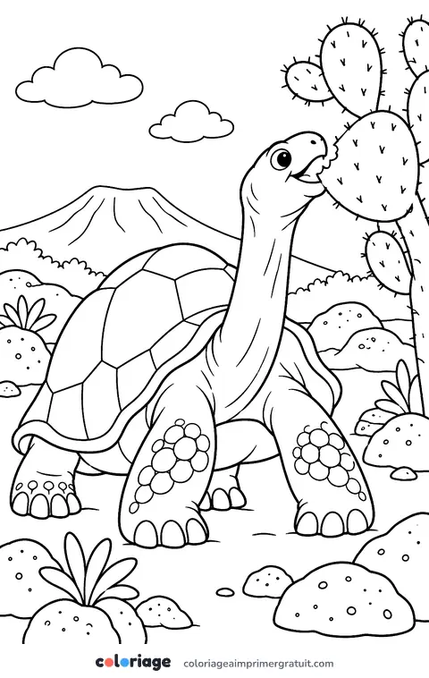Coloriage tortue géante des Galápagos