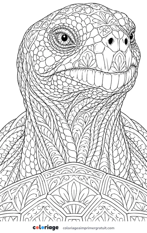 Coloriage portrait de tortue géante
