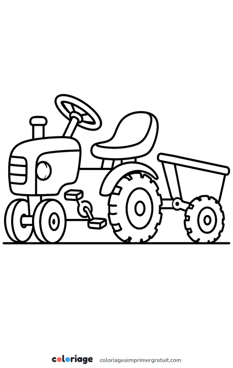 Coloriage tracteur à pédales