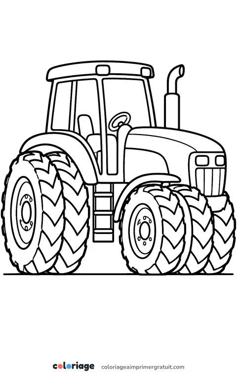 Coloriage gros tracteur à roues jumelées