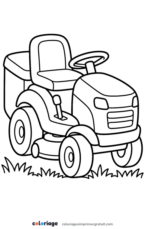 Coloriage tracteur tondeuse