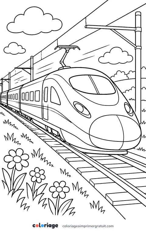 Coloriage train à grande vitesse