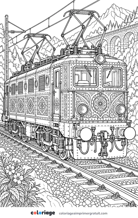 Coloriage locomotive électrique ancienne