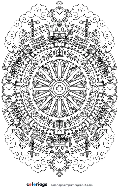 Coloriage mandala train