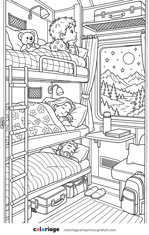 Coloriage train de nuit