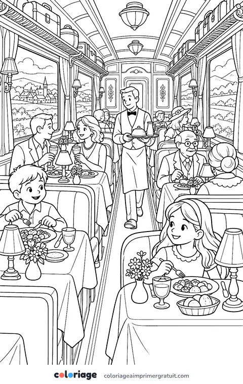 Coloriage le wagon-restaurant