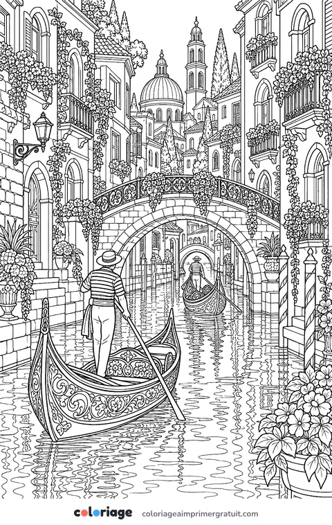 Coloriage ville aux canaux