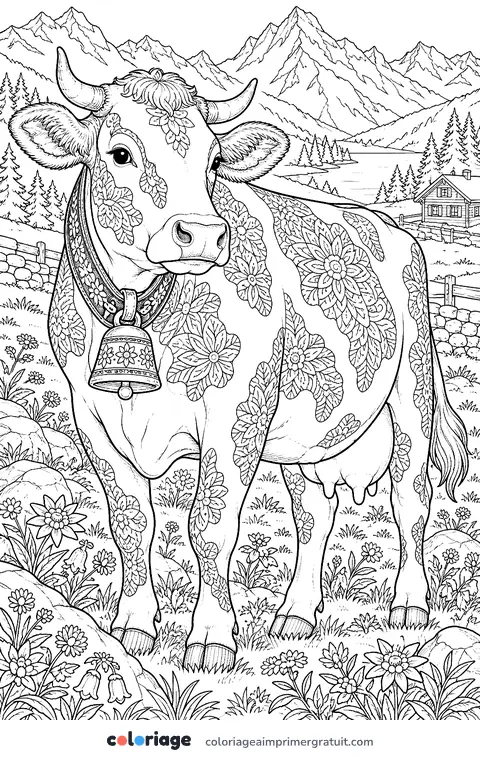 Coloriage montbéliarde réaliste