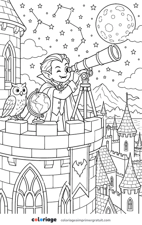 Coloriage vampire astronome
