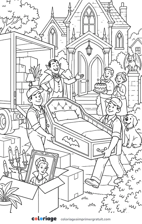 Coloriage vampire qui déménage