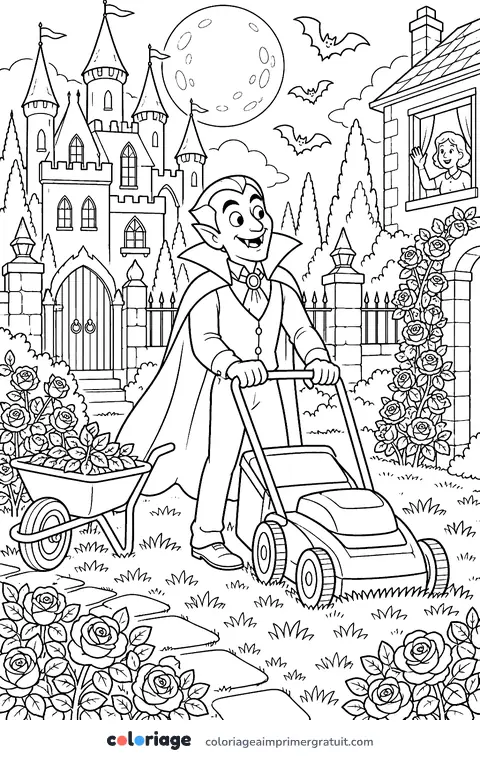 Coloriage jardinage au clair de lune