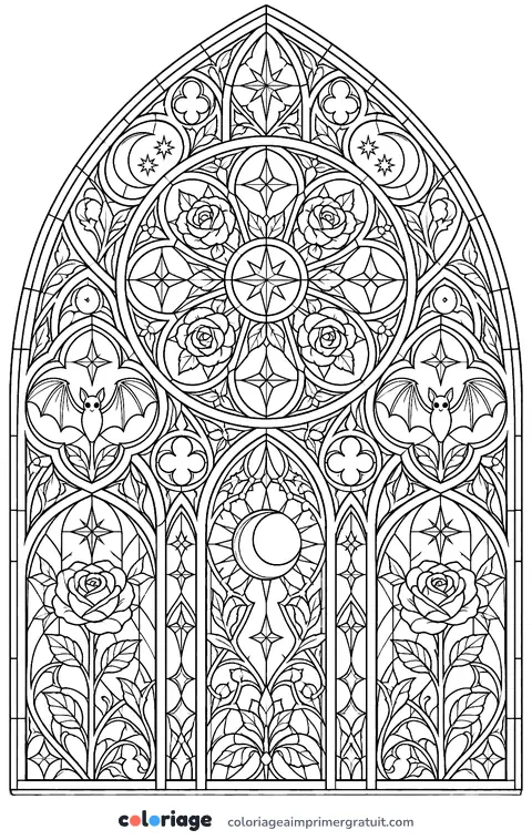 Coloriage rosace gothique