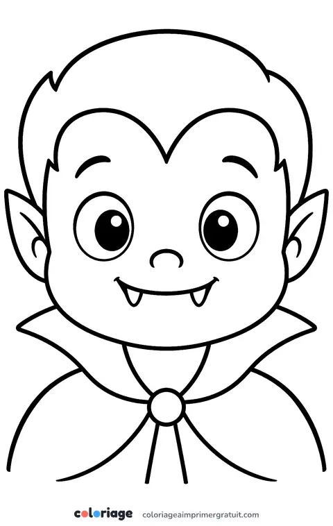 Coloriage tête de petit vampire