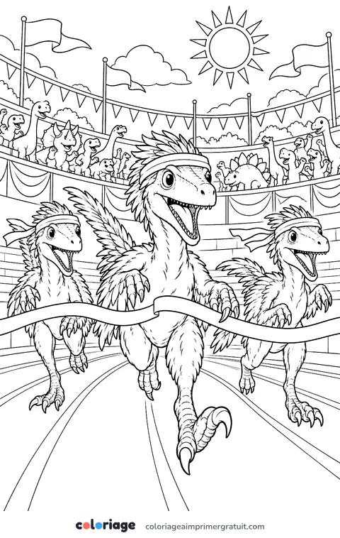 Coloriage course de vélociraptors