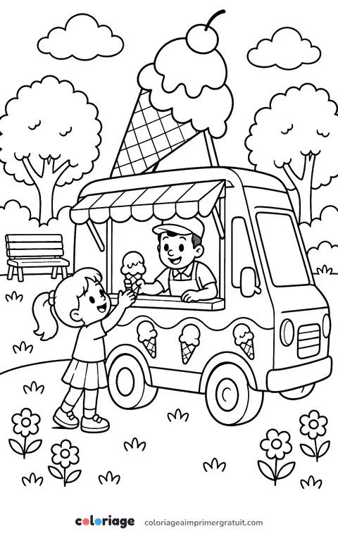 Coloriage camionnette de glaces