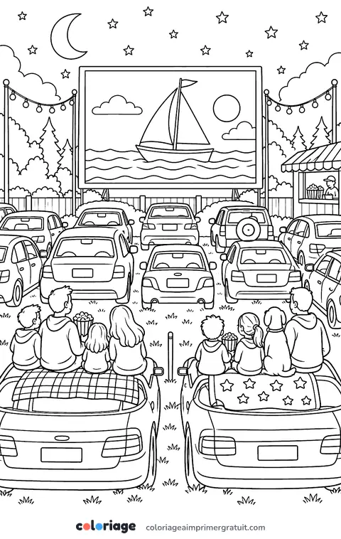 Coloriage cinéma en plein air