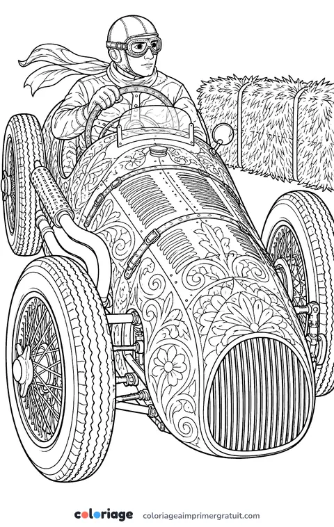 Coloriage voiture de course ancienne