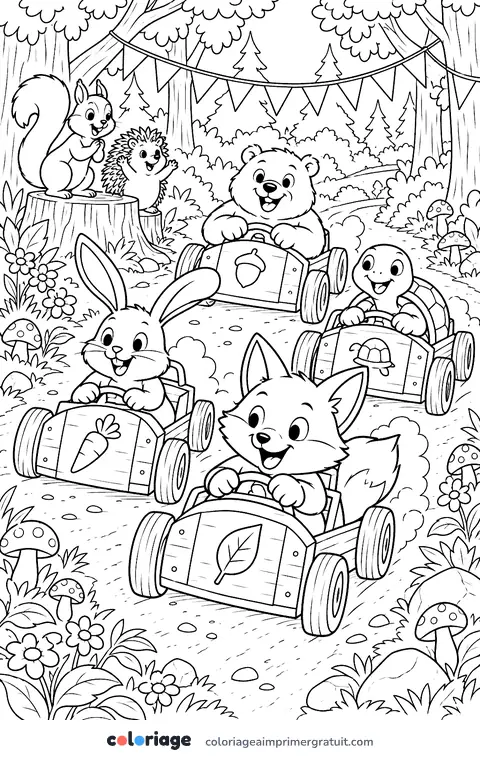 Coloriage course des animaux