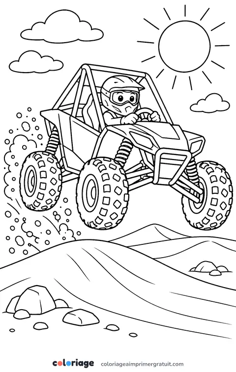 Coloriage buggy dans les dunes