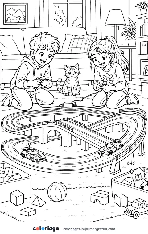 Coloriage circuit de voitures électriques