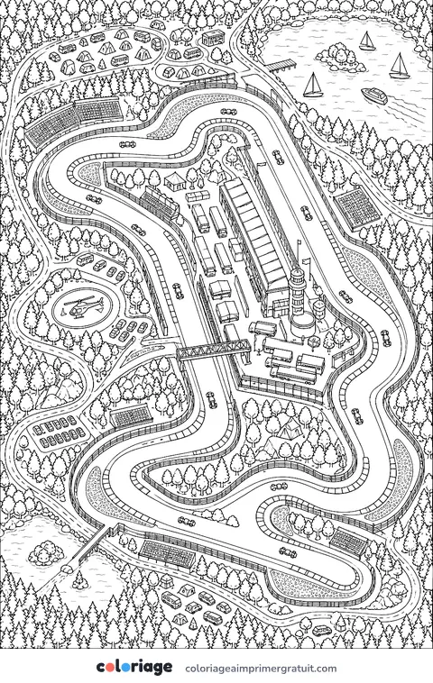 Coloriage circuit vu du ciel