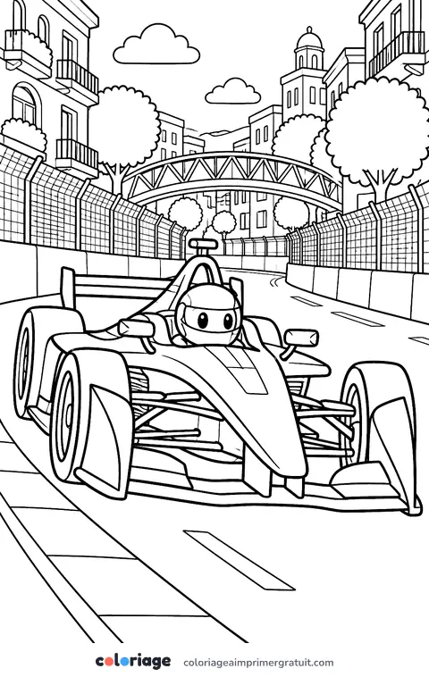 Coloriage course électrique en ville