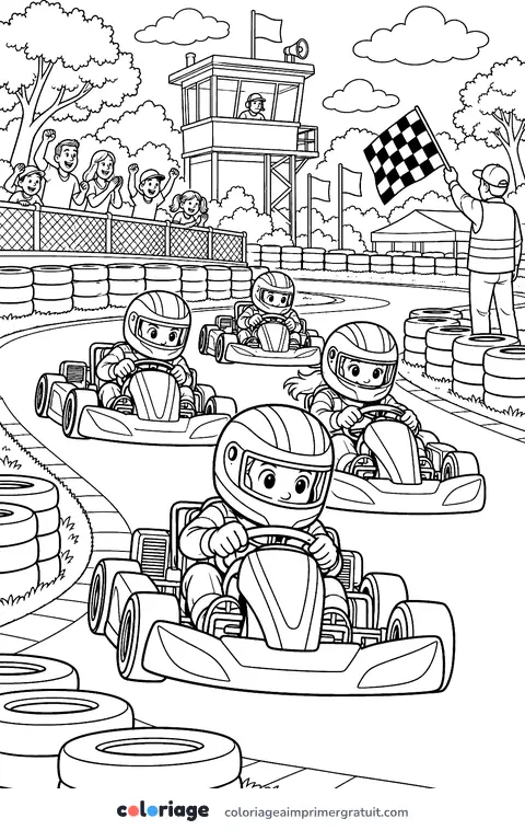 Coloriage course de karting
