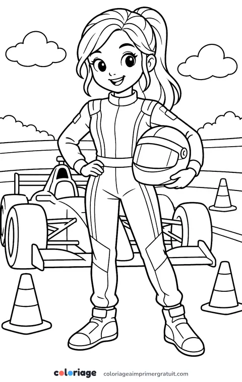 Coloriage pilote et son casque
