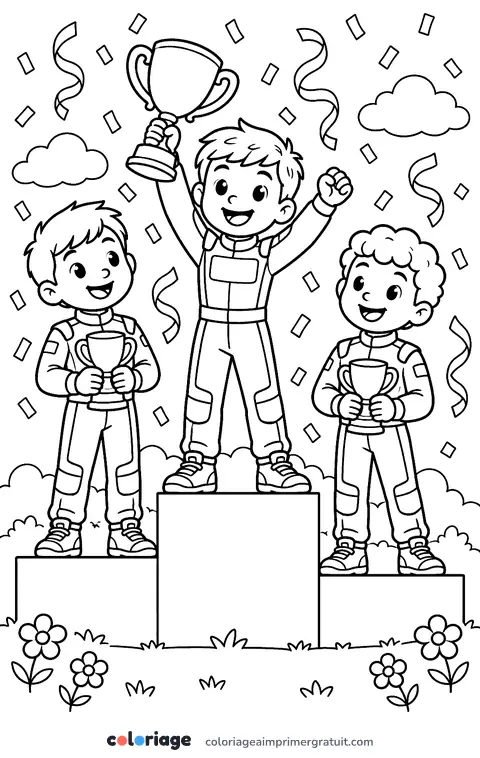 Coloriage podium des pilotes