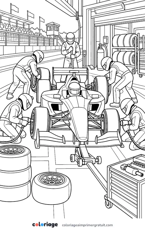 Coloriage arrêt au stand