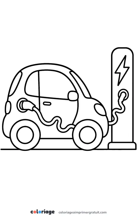 Coloriage voiture électrique à la borne