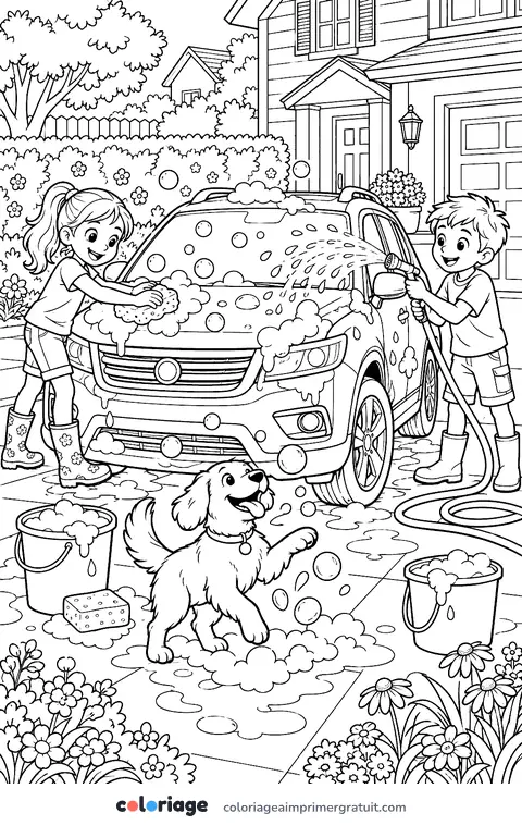 Coloriage lavage de la voiture