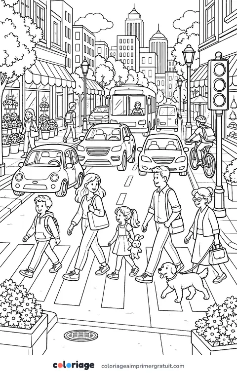 Coloriage voitures en ville
