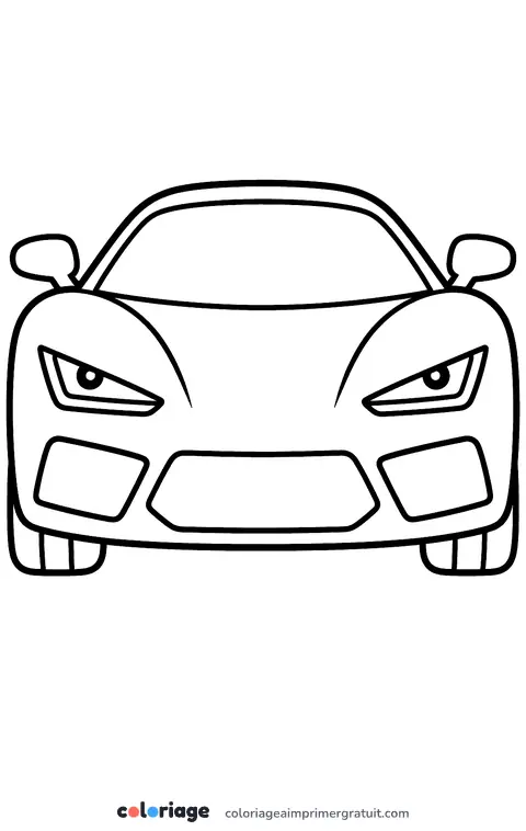 Coloriage voiture de sport vue de face