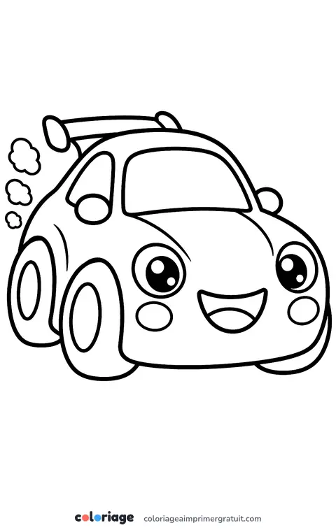 Coloriage voiture de sport kawaii