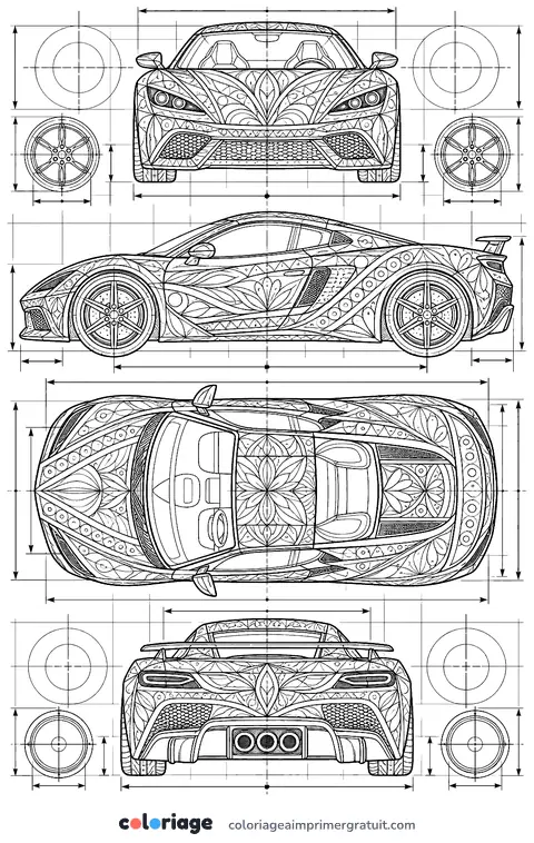 Coloriage plans de la voiture