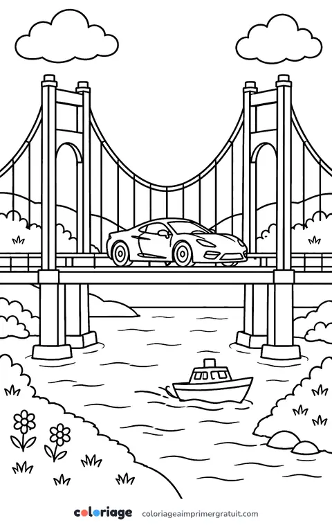 Coloriage sur le grand pont