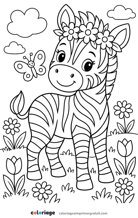 Coloriage zèbre fantaisie