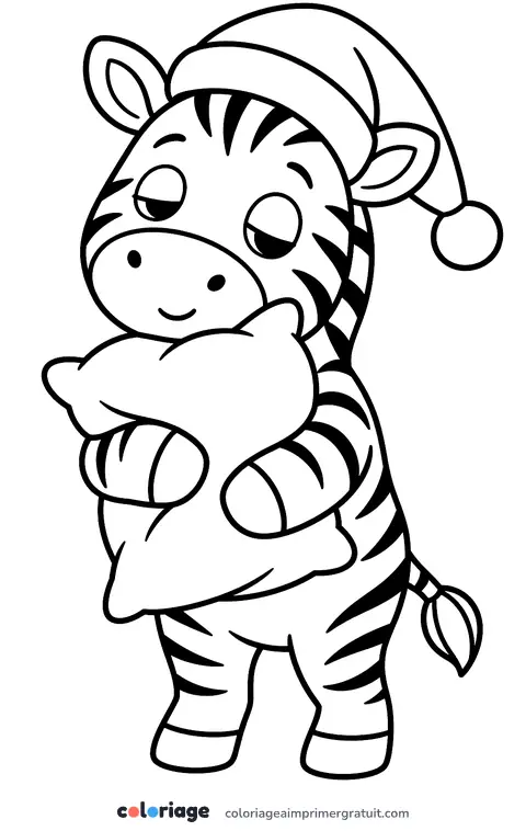 Coloriage zèbre en pyjama