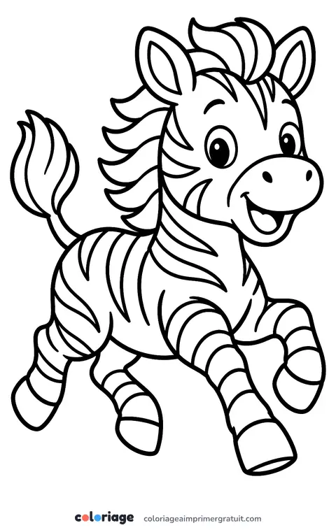 Coloriage zèbre qui galope